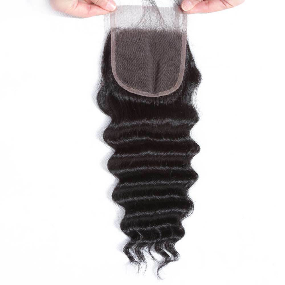 QTHAIR 12A Brazilian Loose Deep Wave Human Hair Bundles With Swiss Lace 100% Unprocessed Virgin Human Hair with Closure - QT Hair