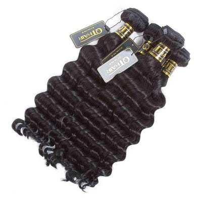 QT Hair Loose Deep Wave Bundles With Lace Frontal Brazilian Remy Virgin Loose Deep Wave Human Hair - QT Hair