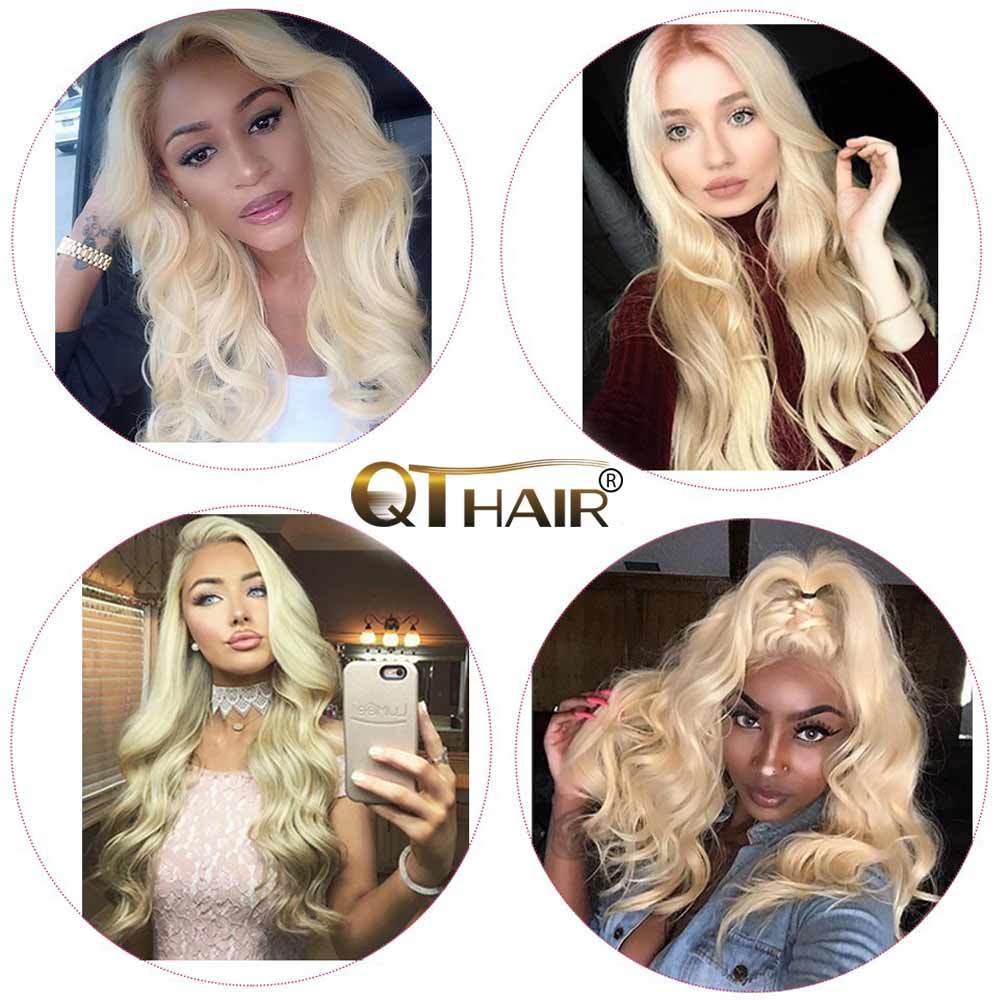 QTHAIR 12a Brazilian Body Wave #613 Blonde Hair 4Bundles With 4*4 Lace Closure - QT Hair