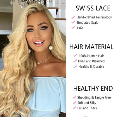 12A #613 Color Body Wave Brazilian Human Hair Bundles 4 Pcs with 13x4 Full Lace Frontal