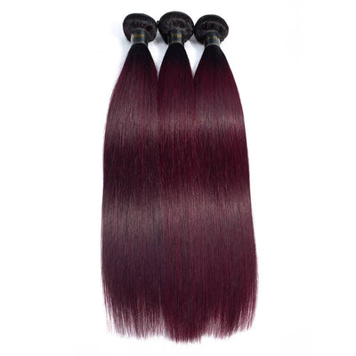 QT Hair 1B/99J Ombre Hair Weave 3 Pcs Straight 100% Virgin Human Hair - QT Hair