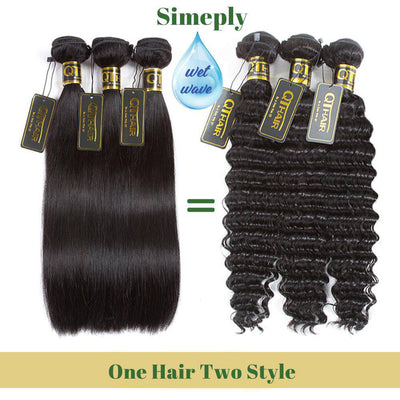 QT Brazilian Wet And Wavy Deep Wave Hair 3 Bundles African American Hairstyles - QT Hair