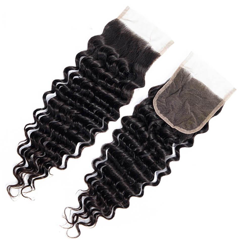 QT Peruvian Deep Wave Hair Lace Closure 4*4Inch Piece 100% Human Hair - QT Hair