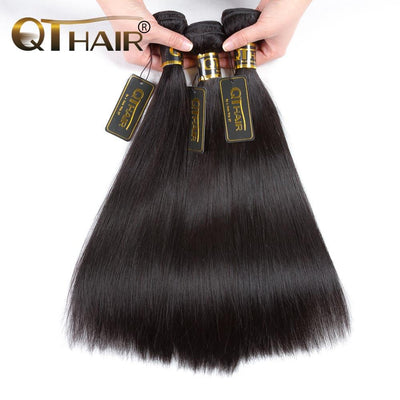 QTHAIR 12A 4 Bundles Straight Brazilian Virgin Hair Best Quantity Straight Human Hair Extensions Remy Hair Weave - QTHAIR
