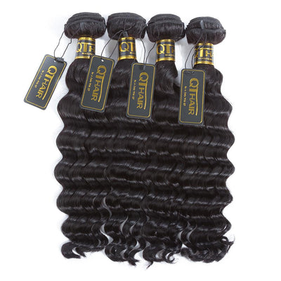 QT Brazilian Loose Deep Wave Remy Hair Extensions 4 Bundles 100% Human Hair ｜QT Hair