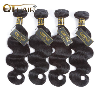 QT Hair Indian Body Wave Hair Weave Bundles Natural Color 100% Human Hair weave 4 Piece 8-30" Remy Hair Extensions - QTHAIR