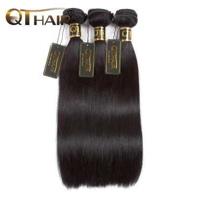 QTHAIR 12A Virgin Hair Indian Straight Human Hair 100% Unprocessed Straight Indian Virgin Hair Weave - QTHAIR