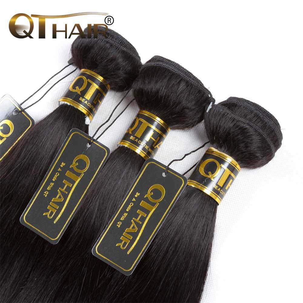 QT 4 Bundles Unprocessed Straight  Indian Virgin Human Hair - QTHAIR