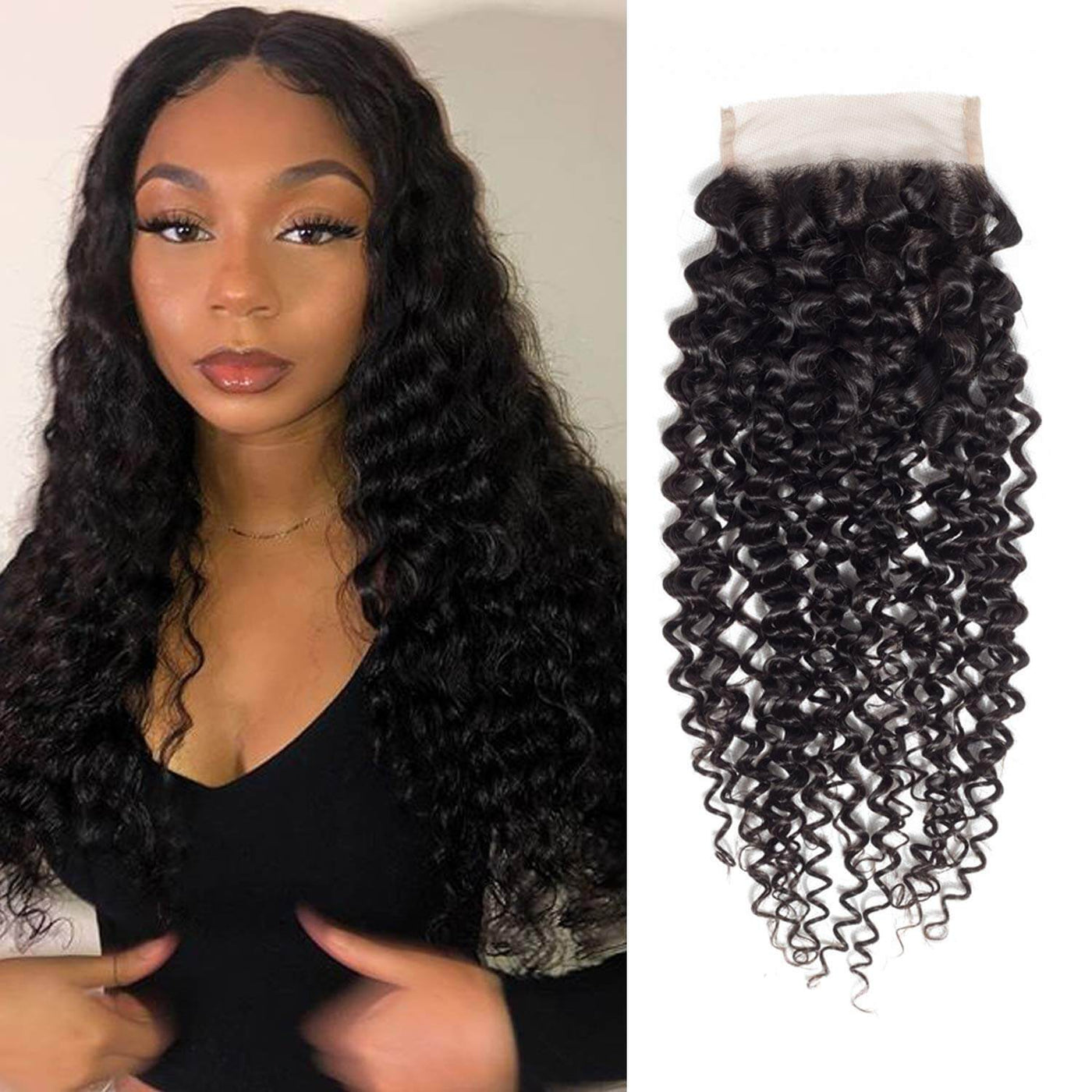 Malaysian Virgin Curly Lace Closure Free Part Middle Part Three Part On Sale