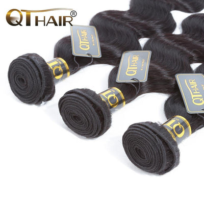 QT Malaysian Human Hair 3 Bundles Virgin Unprocessed Body Wave Hair Natural Color - QTHAIR