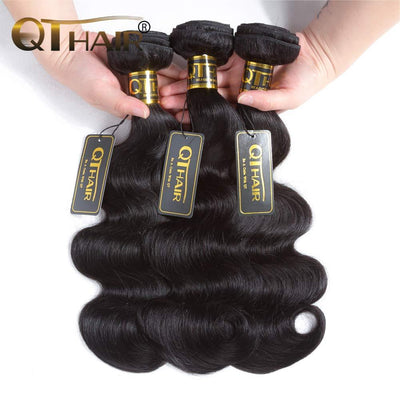 QT Malaysian Human Hair 3 Bundles Virgin Unprocessed Body Wave Hair Natural Color - QTHAIR