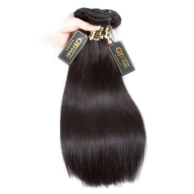 QT Malaysian Straight Wavy Virgin Hair 3Bundles Deals 1B Color ｜QT Hair