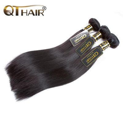 QT Peruvian Straight Hair 3 Bundles Deals Unprocessed Virgin Hair Weave - QTHAIR